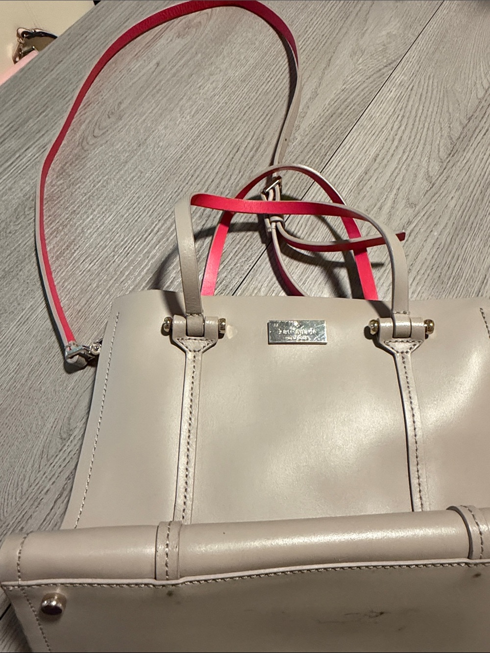 kate spade Beige Satchel with Pink Strap